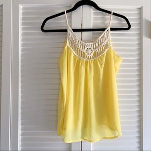 CHARLOTTE RUSSE Yellow Thick Lace Tank Top